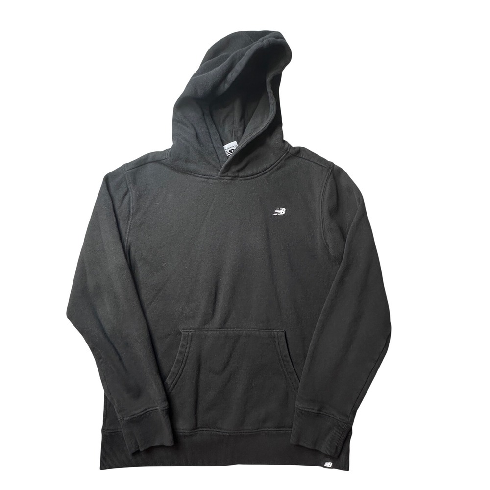 New Balance‎ Hoodie Kids L 14/16 Black Pullover Fleece Sweatshirt Logo RN63619